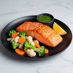 Salmon con vegetales al vapor