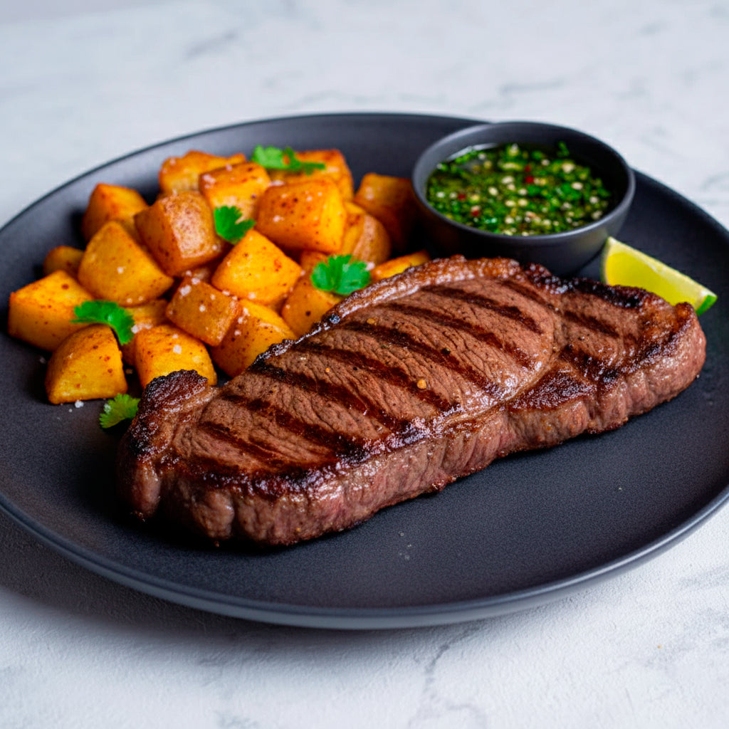 Arrachera al grill y chimichurri