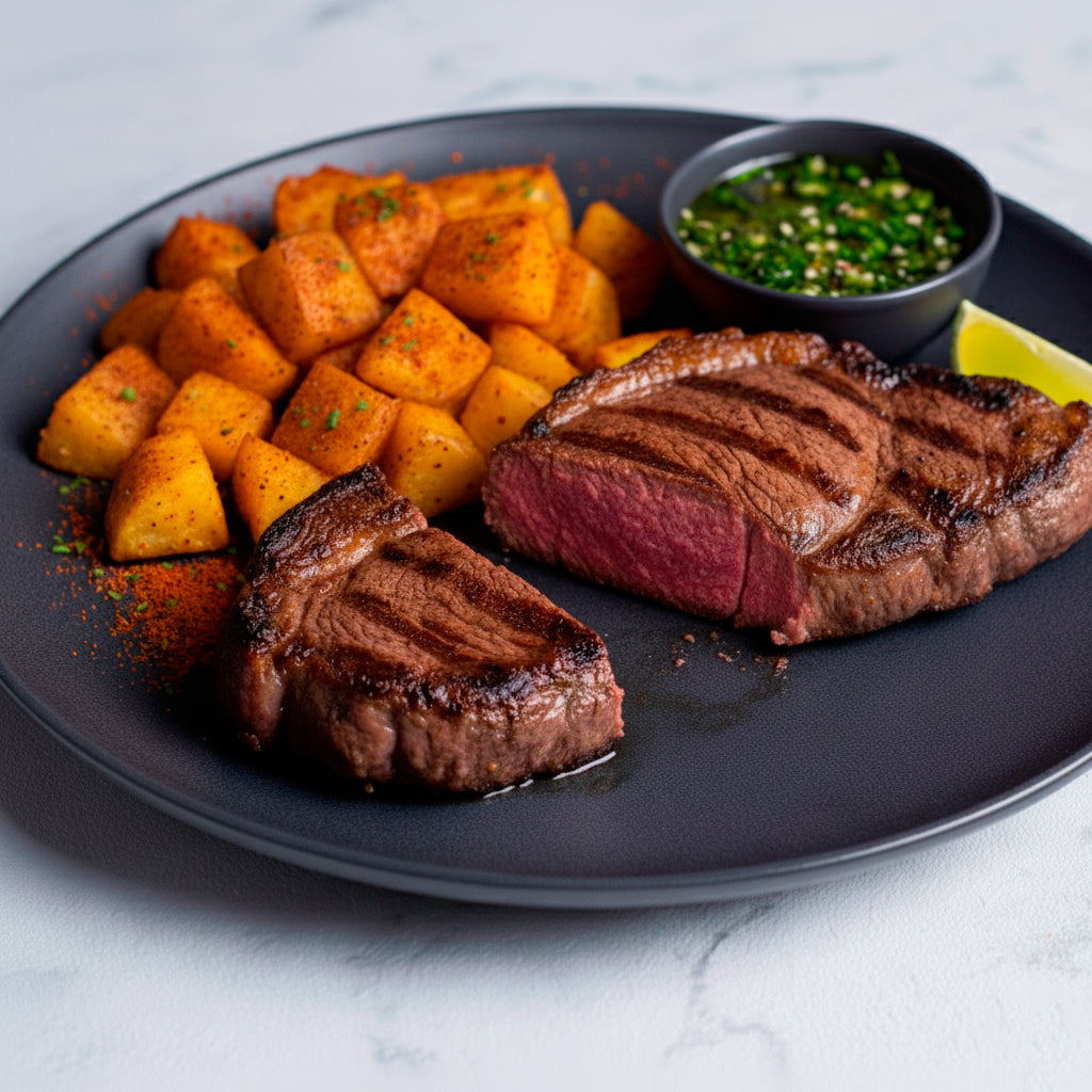 Arrachera al grill y chimichurri