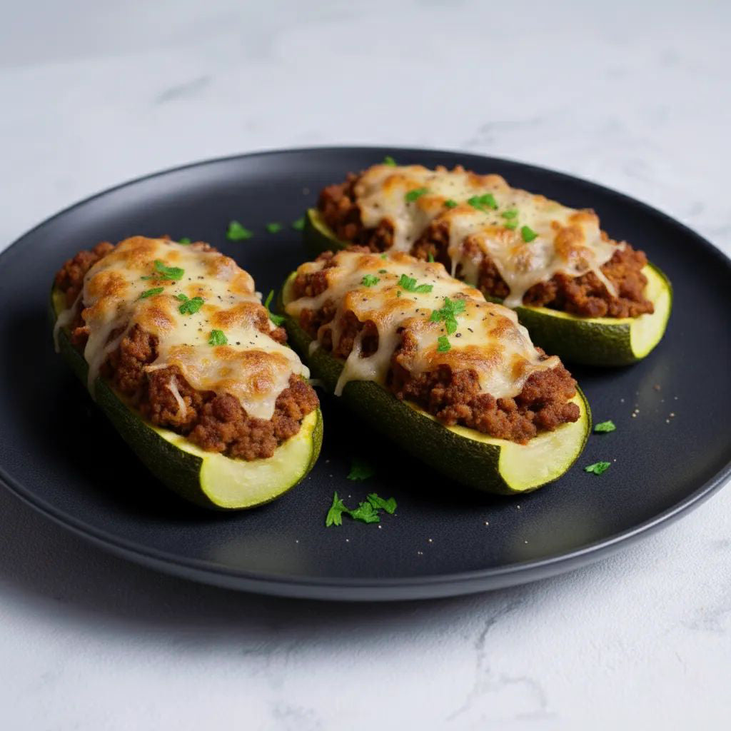Calabacitas rellenas de carne