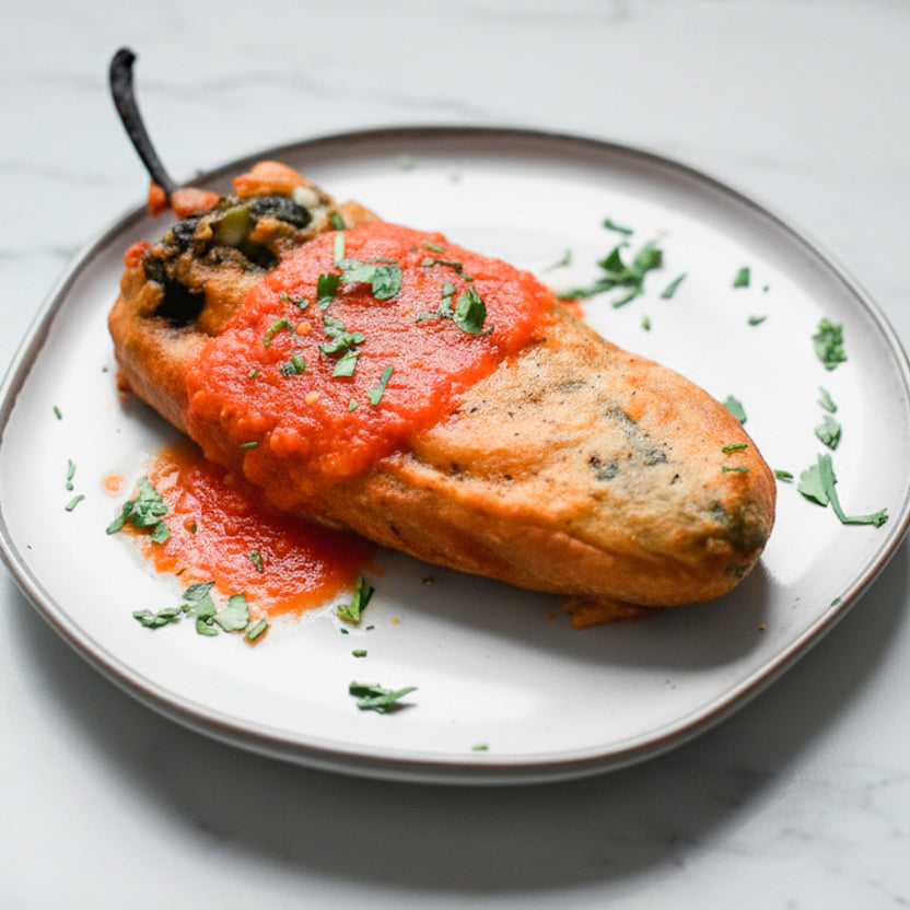 Chiles rellenos de queso ranchero