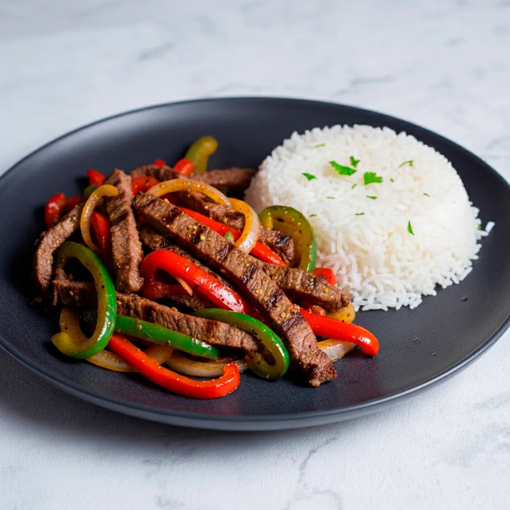 Fajitas de res con pimientos al grill