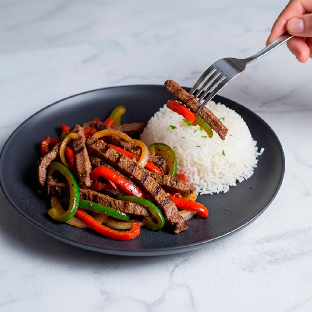 Fajitas de res con pimientos al grill