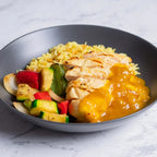 Pollo a la naranja y arroz frito