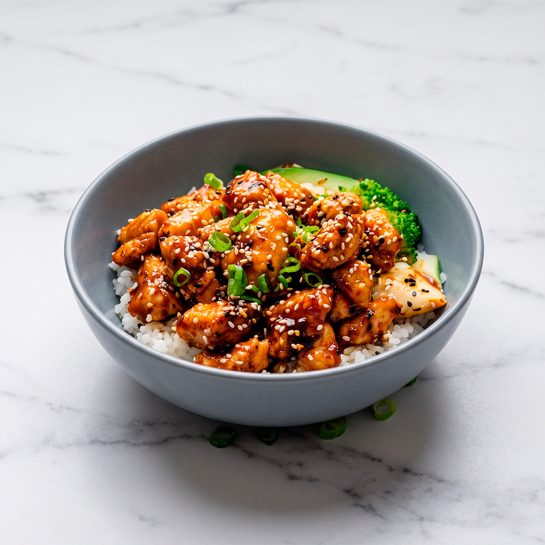 Bowl de pollo teriyaki con arroz