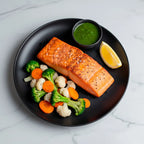 Salmon con vegetales al vapor